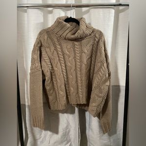 Taupe turtle neck crop sweater